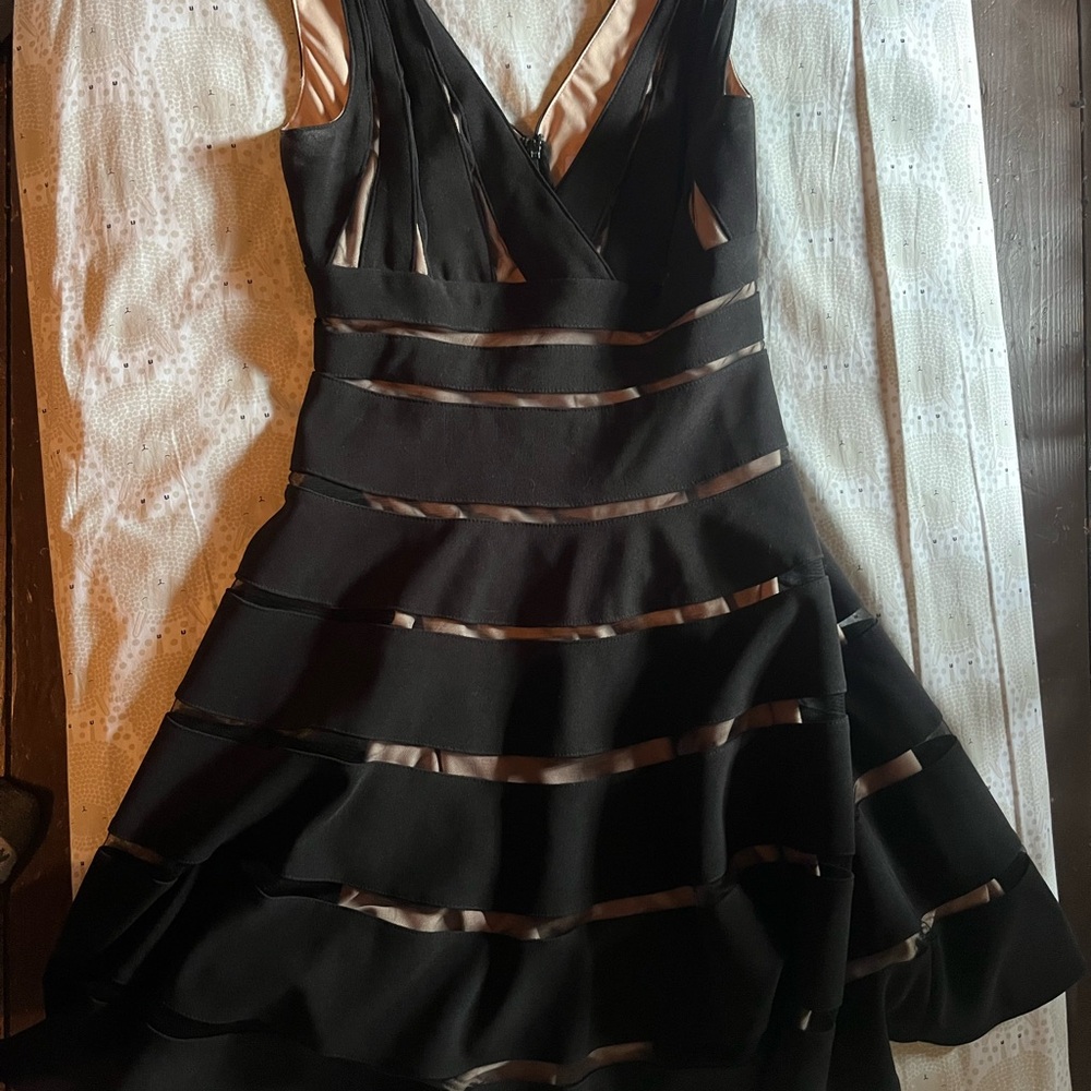 JS Collections Black Fit and Flare Cocktail Dress
